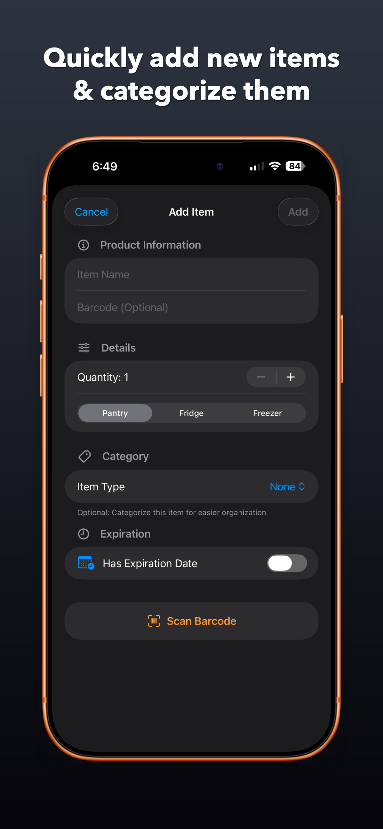 Add item flow